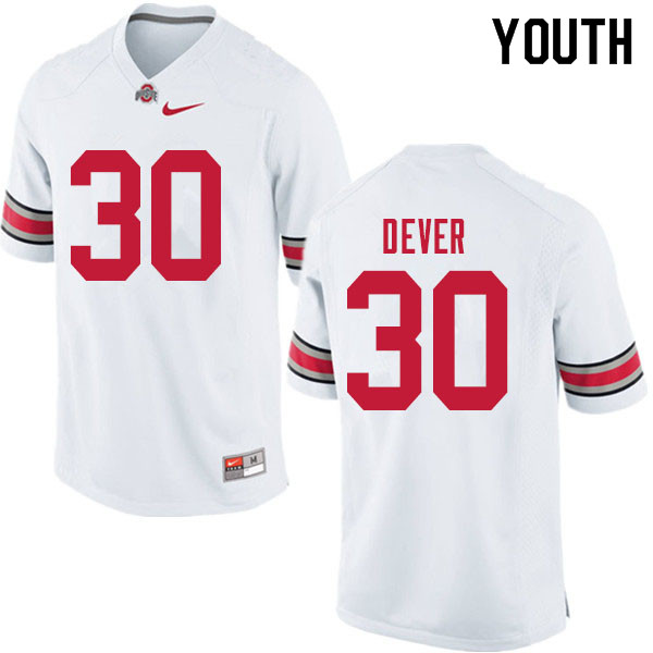 Youth #30 Kevin Dever Ohio State Buckeyes College Football Jerseys Sale-White